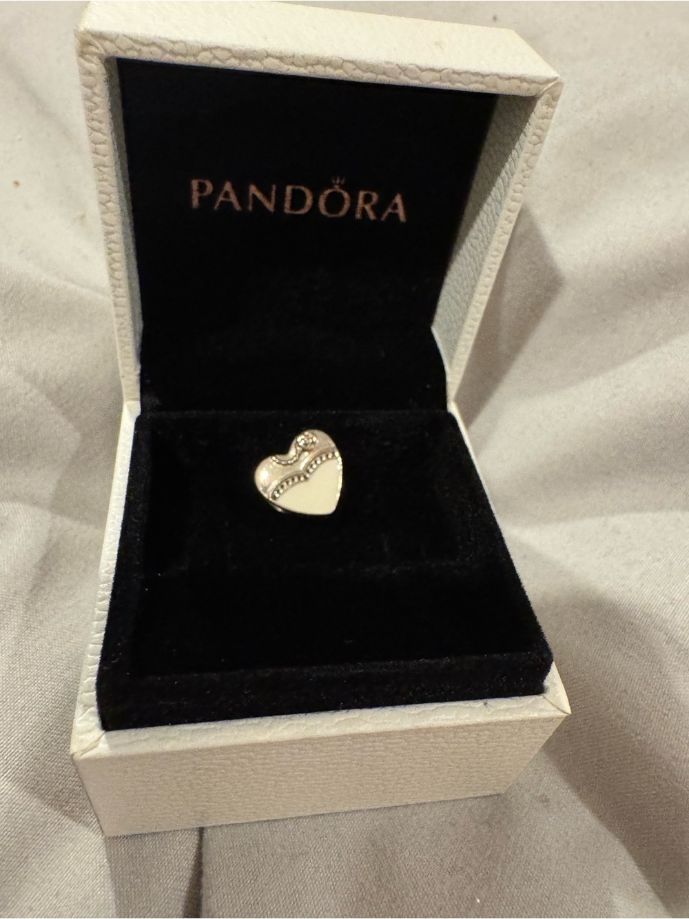 Pandora Cream and Silver Heart Charm- Bride & Groom